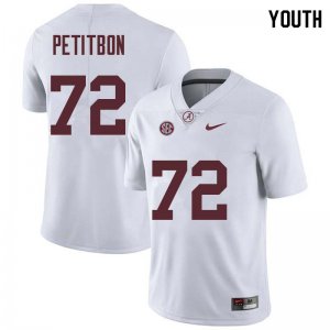 NCAA Youth Alabama Crimson Tide #72 Richie Petitbon Stitched College Nike Authentic White Football Jersey WM17G52HS